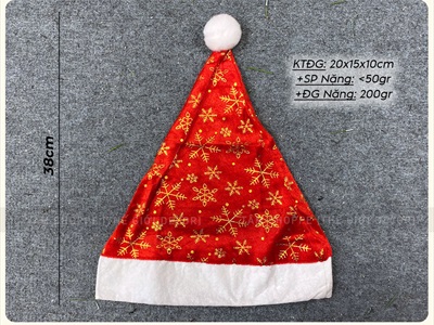 Nón Noel vải hoạ tiết bắt sáng ĐK 28cm NON-X-07